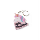 Sleutelhanger little muslimah unicorn met roze en witte strepen en zilveren ring